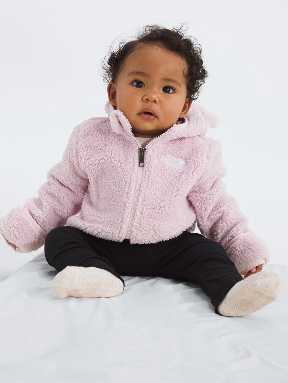 The North Face Baby Pink Sherpa Zip Hoodie Size 6-12 months